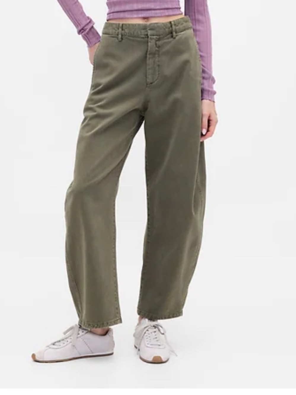 NWOT, Gap mid- rise twill barrel pants, size 4, green moss